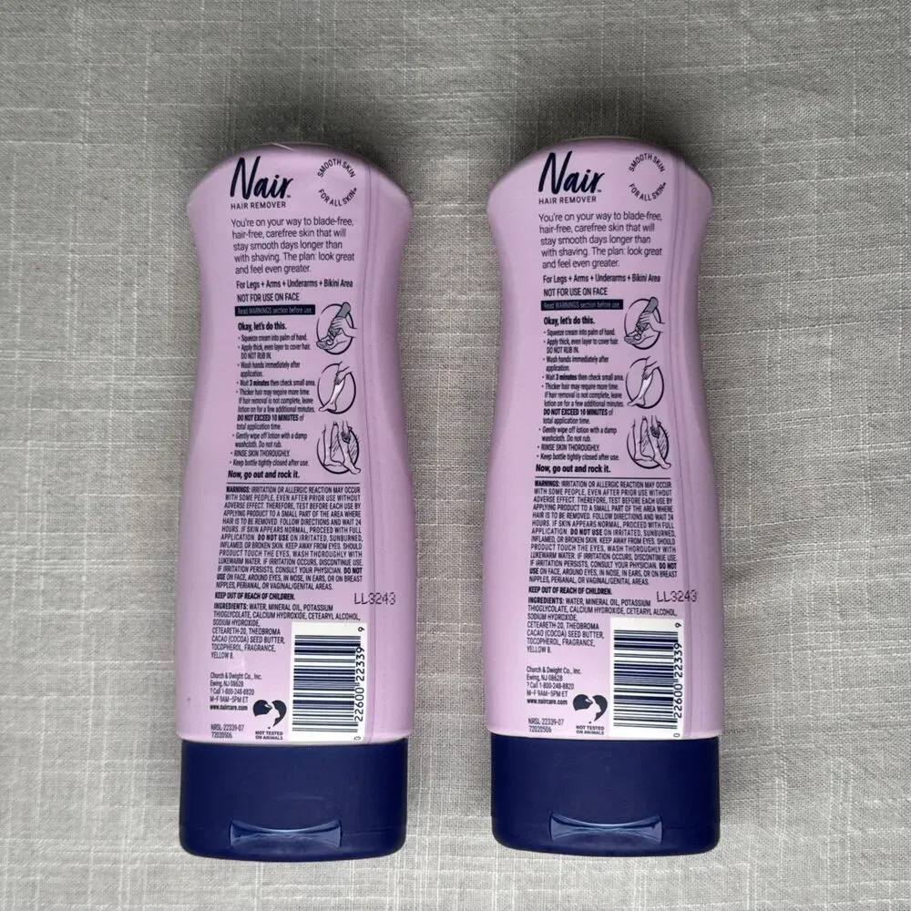2‎ Bottles Of Nair Body Cream Hair Remover Rich Cocoa Butter & Vitamin E - NEW - Picture 2 of 2